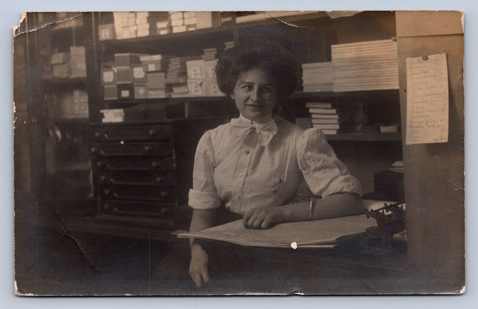 J99/ Interesting RPPC Postcard c1910 Interior Store Woman Occupational 142