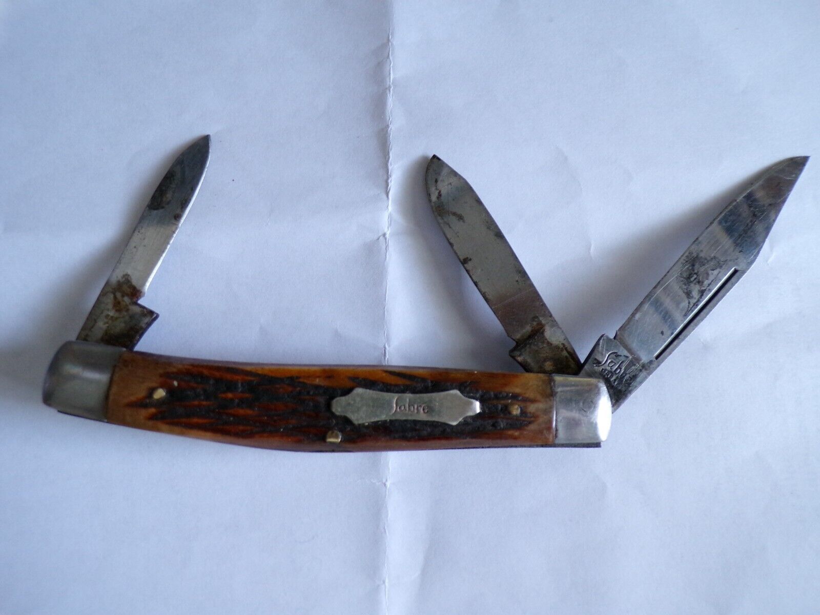 Vintage Sabre 4” Japan 3 Blade Stockman Folding Pocket Knife -