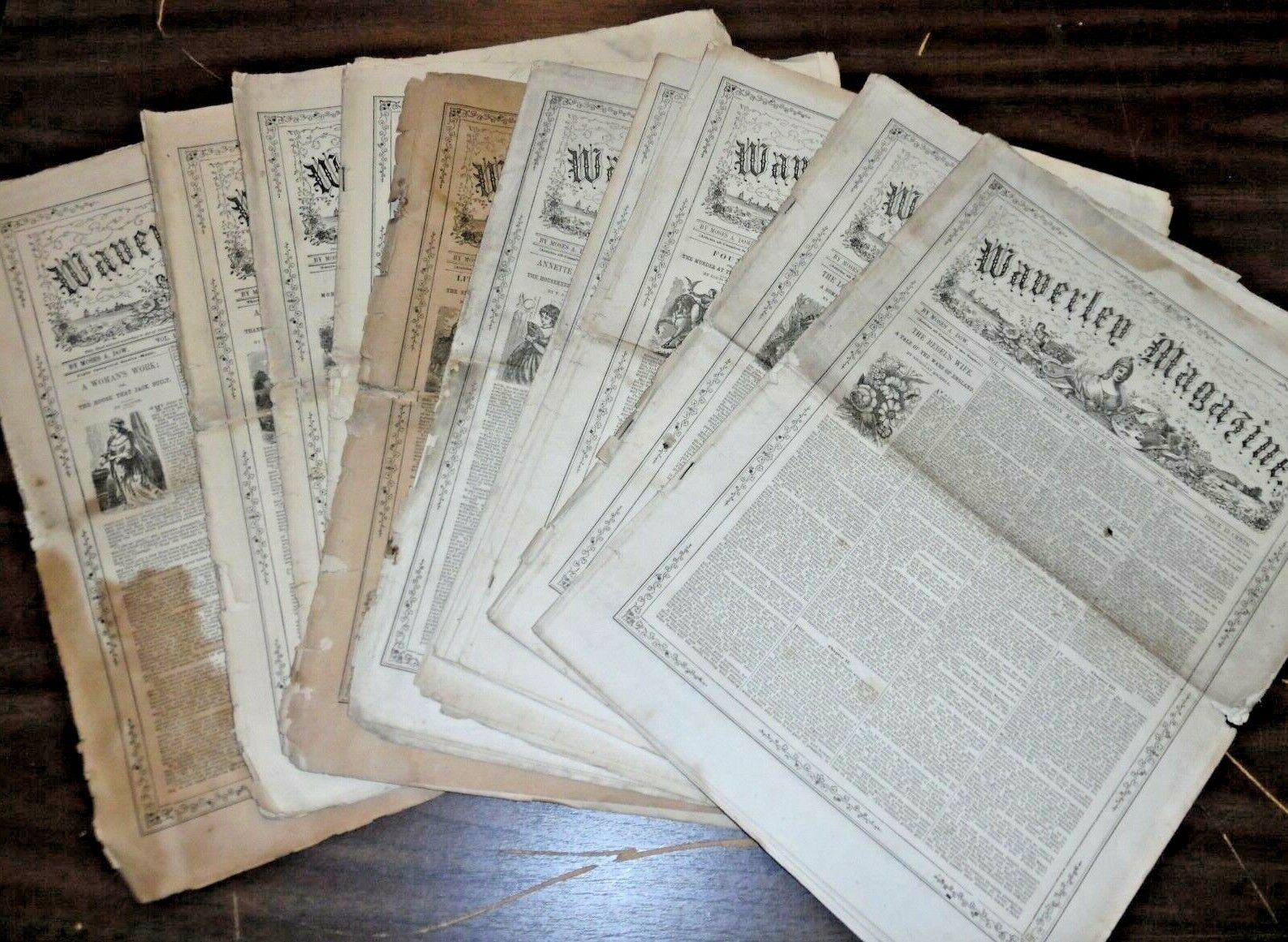 10 Antique Waverley Magazine Newspapers - 1875 & 1885