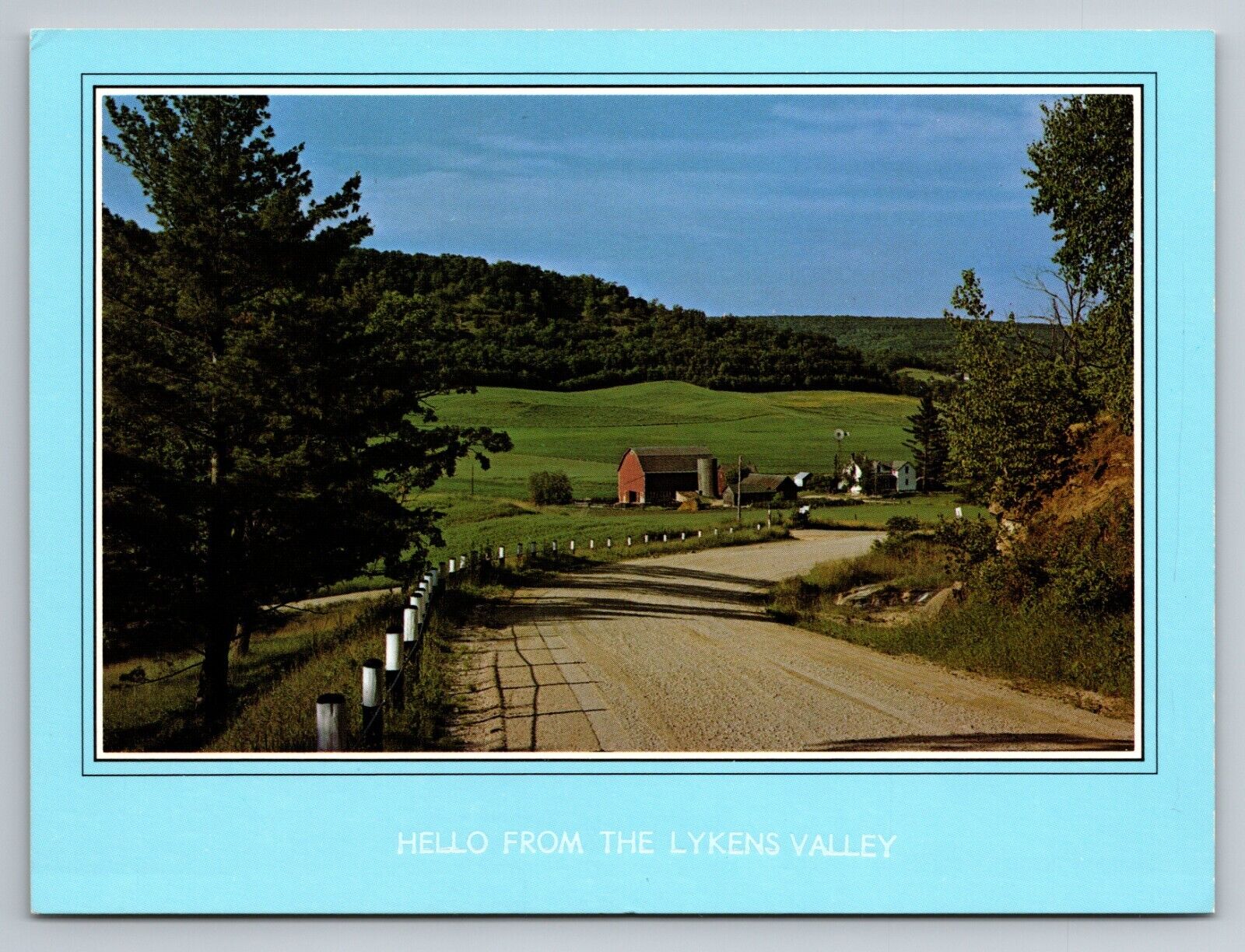 Hello From The Lykens Valley Wisconsin Vintage Unposted Postcard Farm