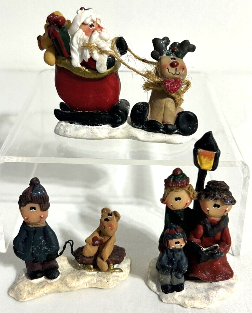 Whimsical Primitive Style Christmas Mini Figures Lot of 3                  X5