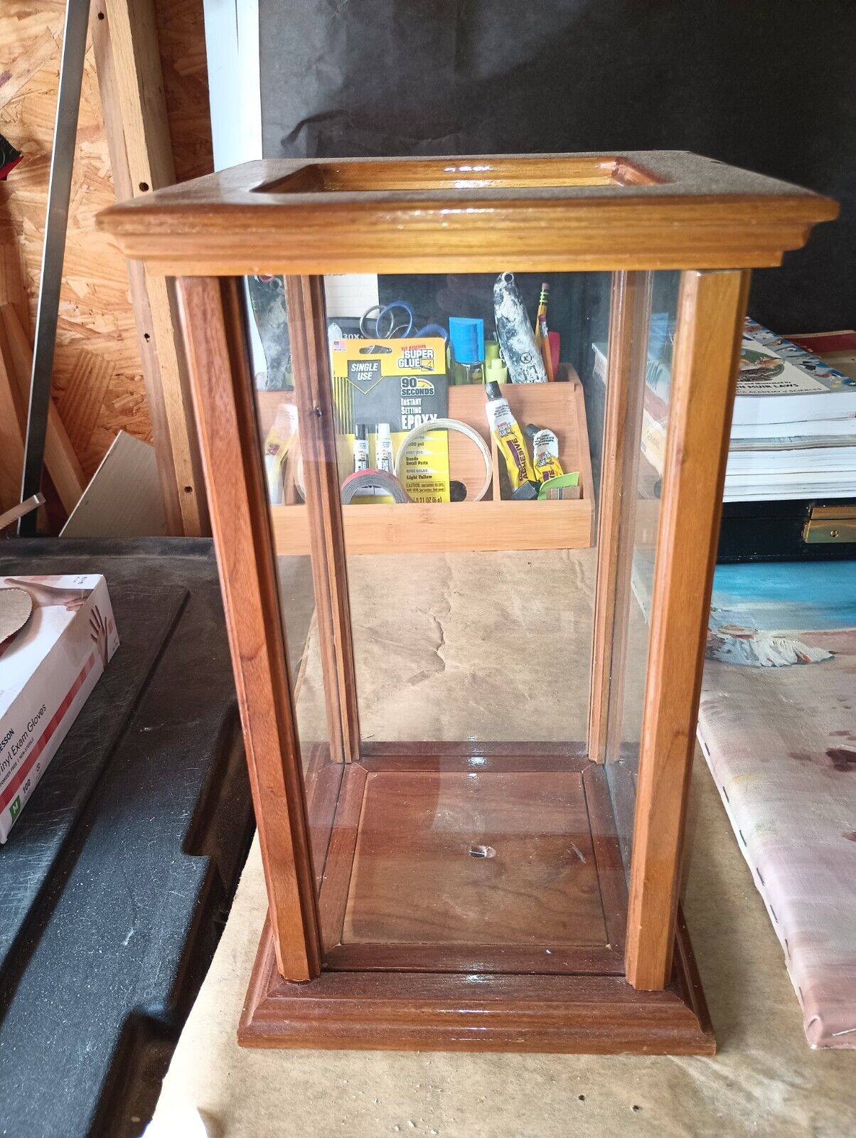 Wooden Cabinet Box Display Glass 12\