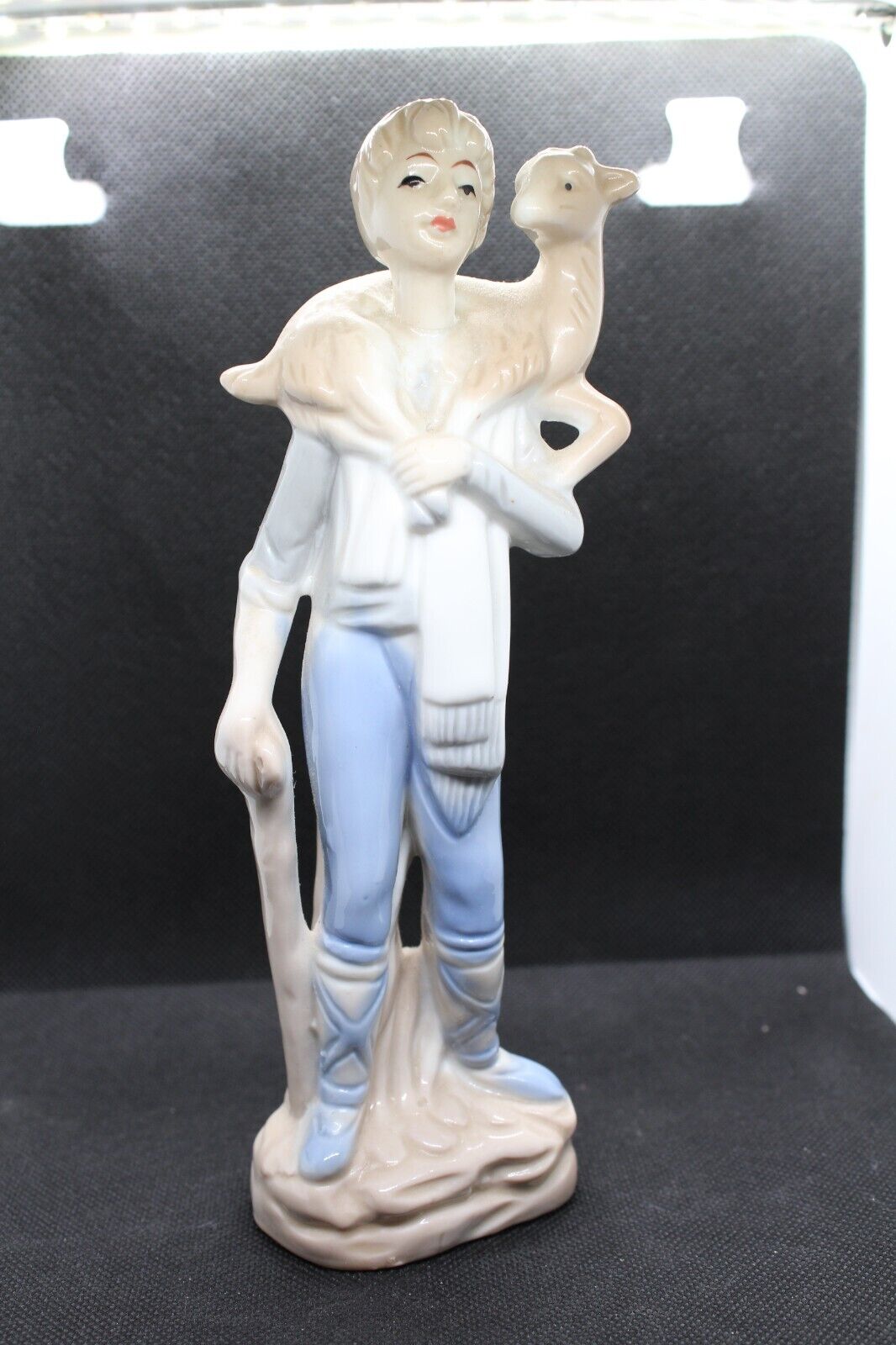 Vintage Girl Holding lamb on shoulders Porcelain Figurine