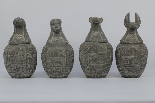 Gorgeous Huge Canopic jars - The Four organs Jars made from Schist stone