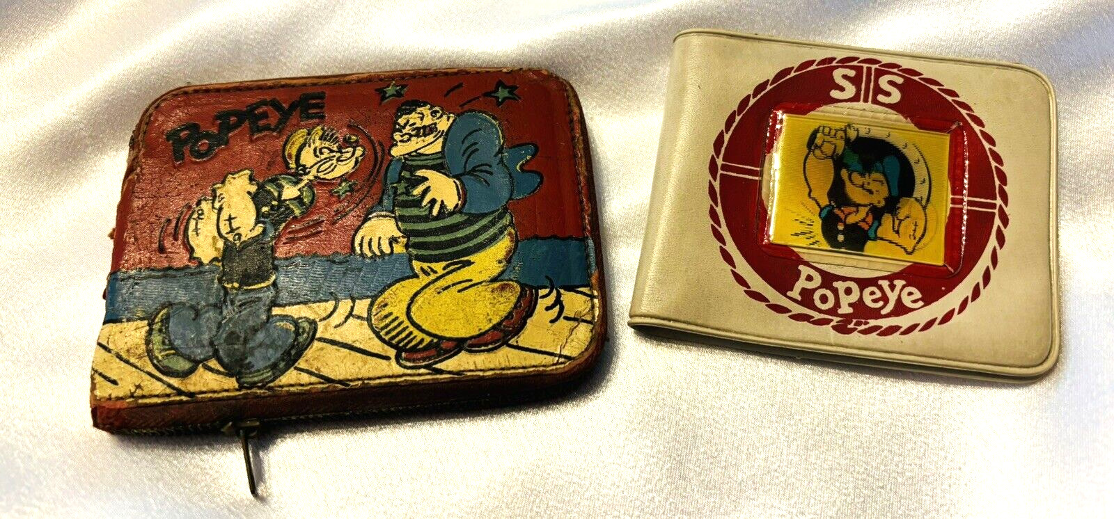 Lot of 2 Vintage Popeye The Sailorman King Features S.S. Popeye Leather Wallets