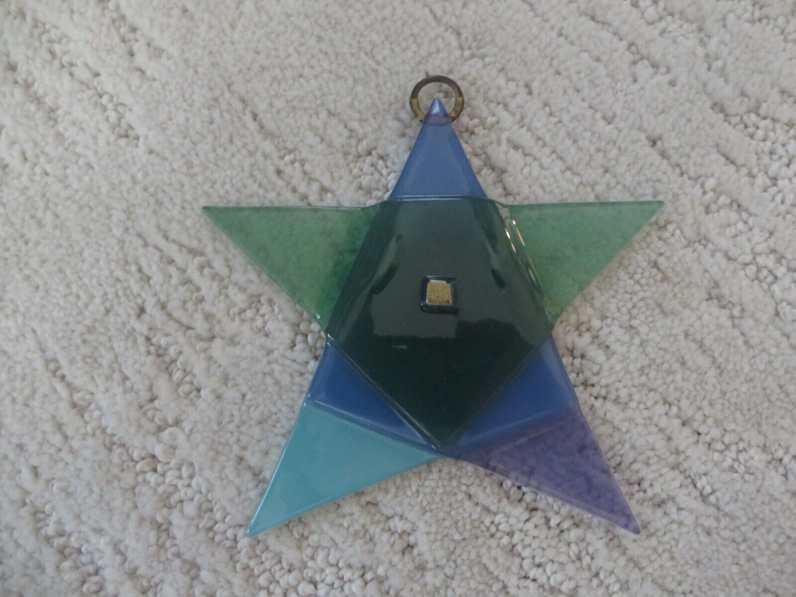 MCM Higgins Fused Large Art Glass Star Christmas Tree Ornament 4 3/4 inches
