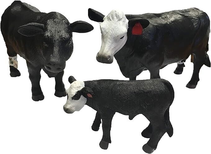 Little Buster Black Angus Bull, White Faced Cow, and Black Baldy Calf Set