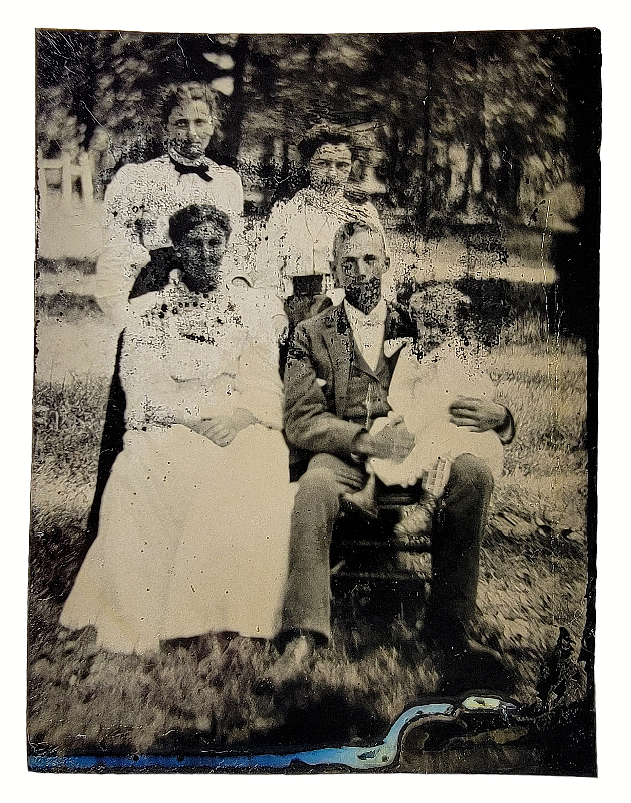 Original Old Vintage Antique Tintype Photo Picture Family People Nature B&W
