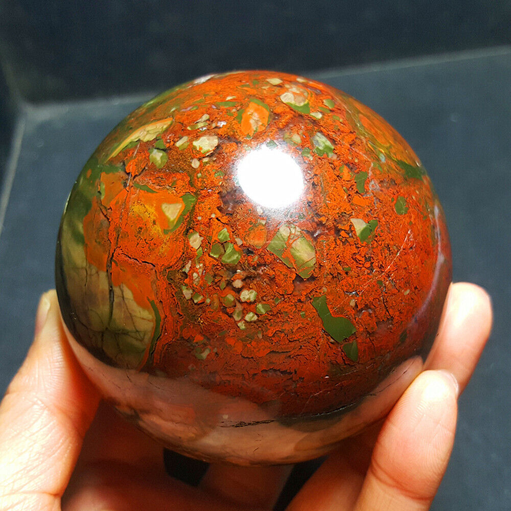 780G Natural colorful Volcanic Rock agate Sphere Quartz Crystal Ball 5429+