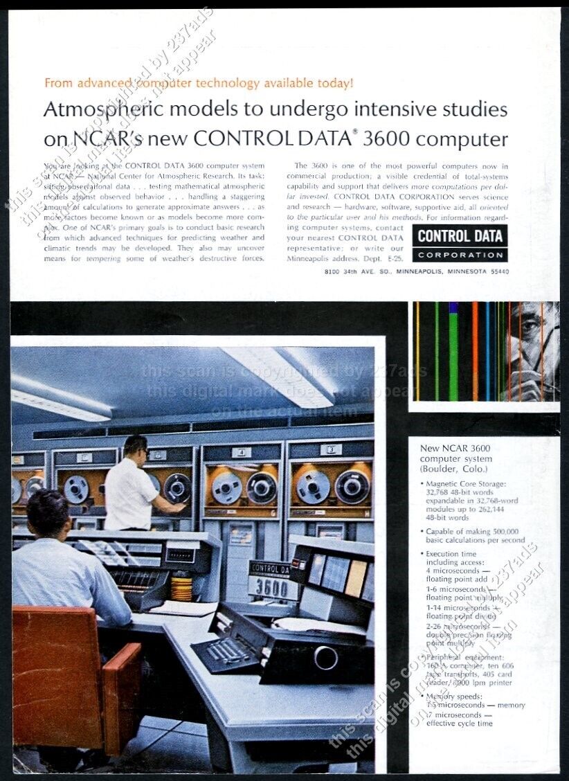 1965 CDC Control Data 3600 computer photo vintage print ad