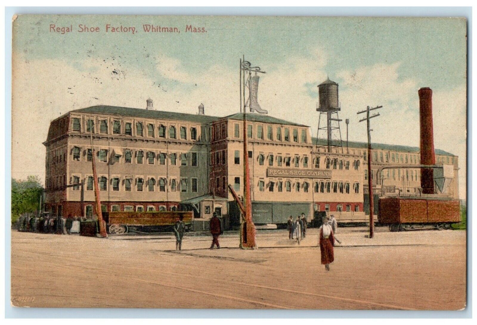 1911 Exterior Regal Shoe Factory Building Whitman Massachusetts Vintage Postcard