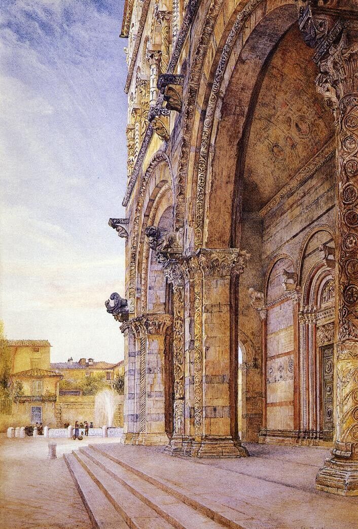 Oil painting San-Martino-Lucca-1887-Henry-Roderick-Newman-oil-paint cityscape