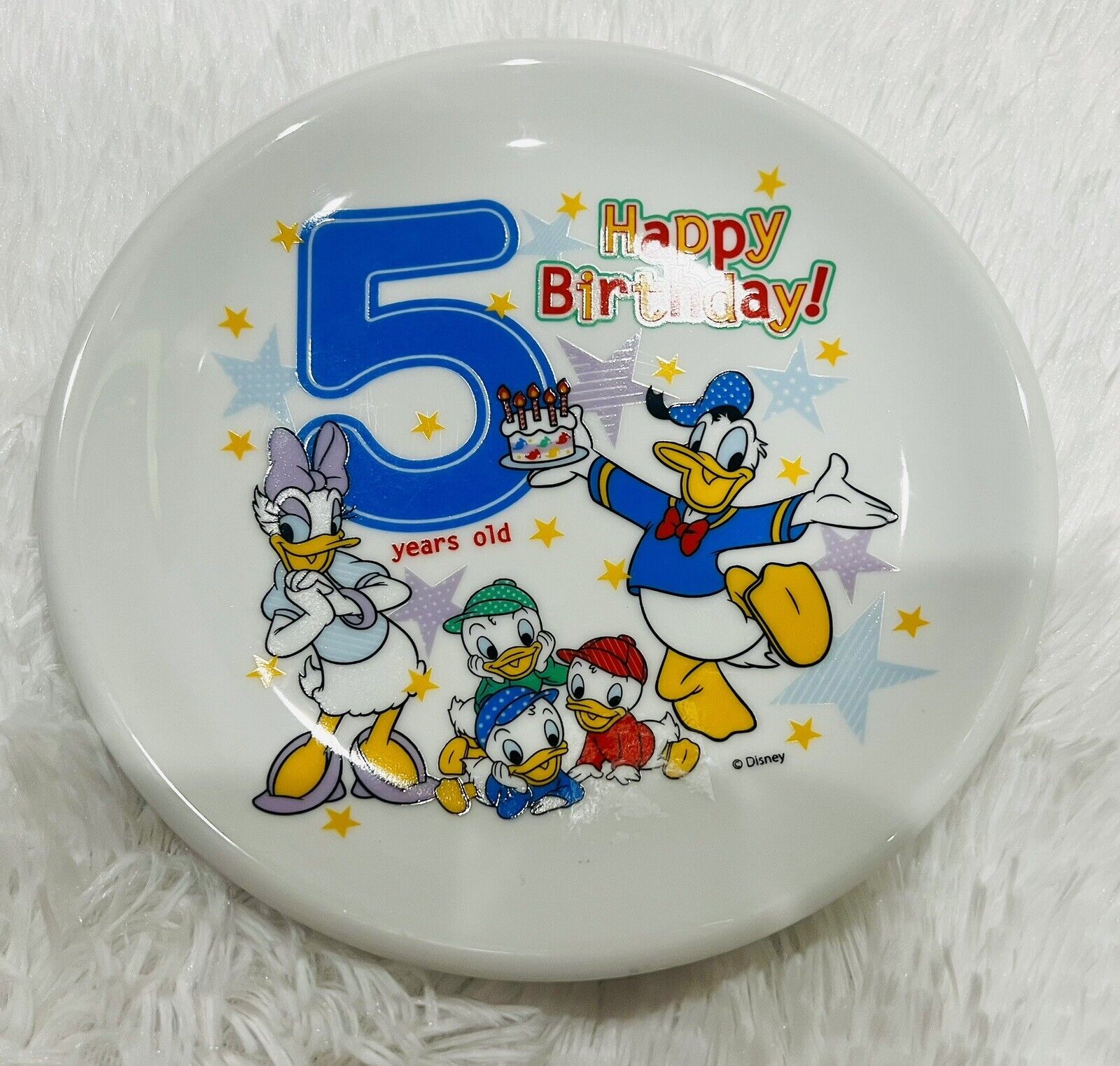 Disney Birthday Plate 5 Year Old, Donald Duck And Daisy Duck