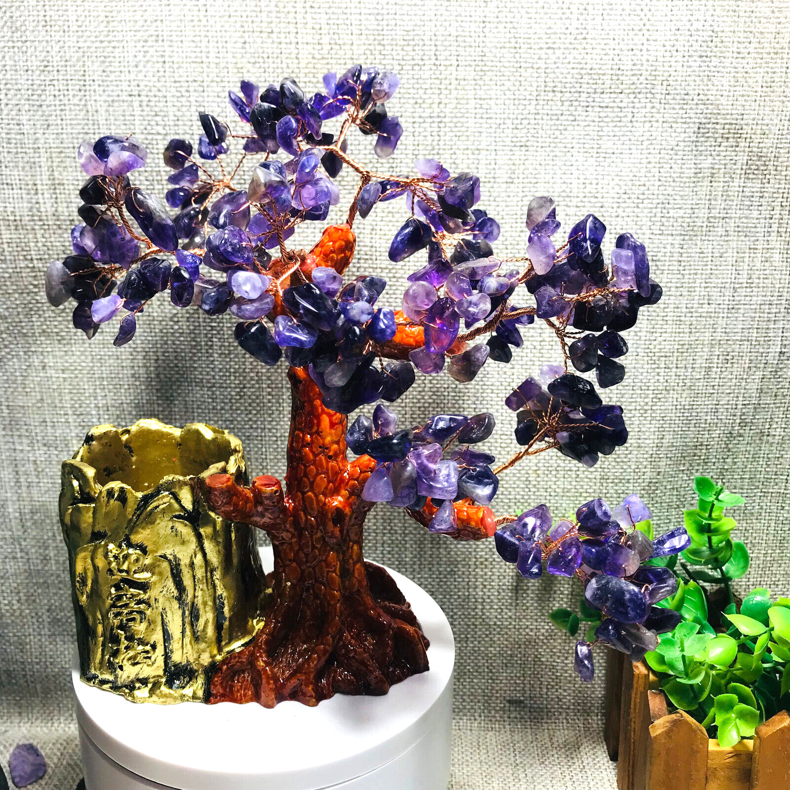 Natural Amethyst Crystal Rough tree lucky tree potted landscape style gift  