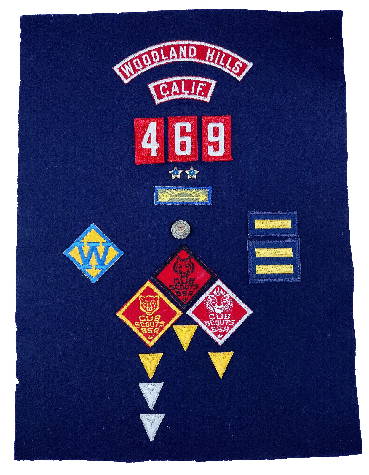 Cub Scouts BSA Merit Badges Patches Pins Vintage Arrow Stars Woodland Hills 469