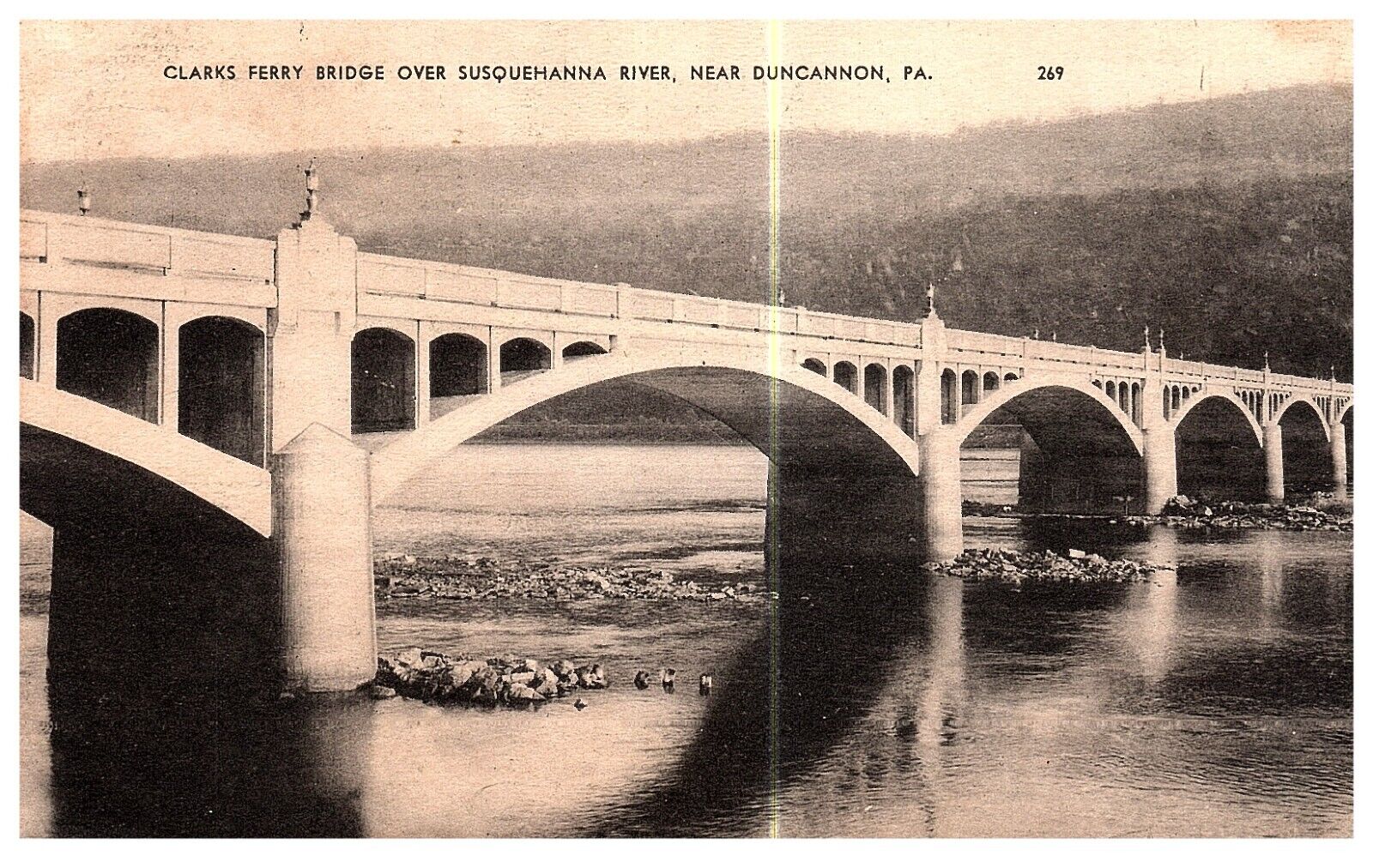 DUNCANNON PA - CLARKS FERRY BRIDGE OVER SUSQUEHANNA RIVER - Postcard