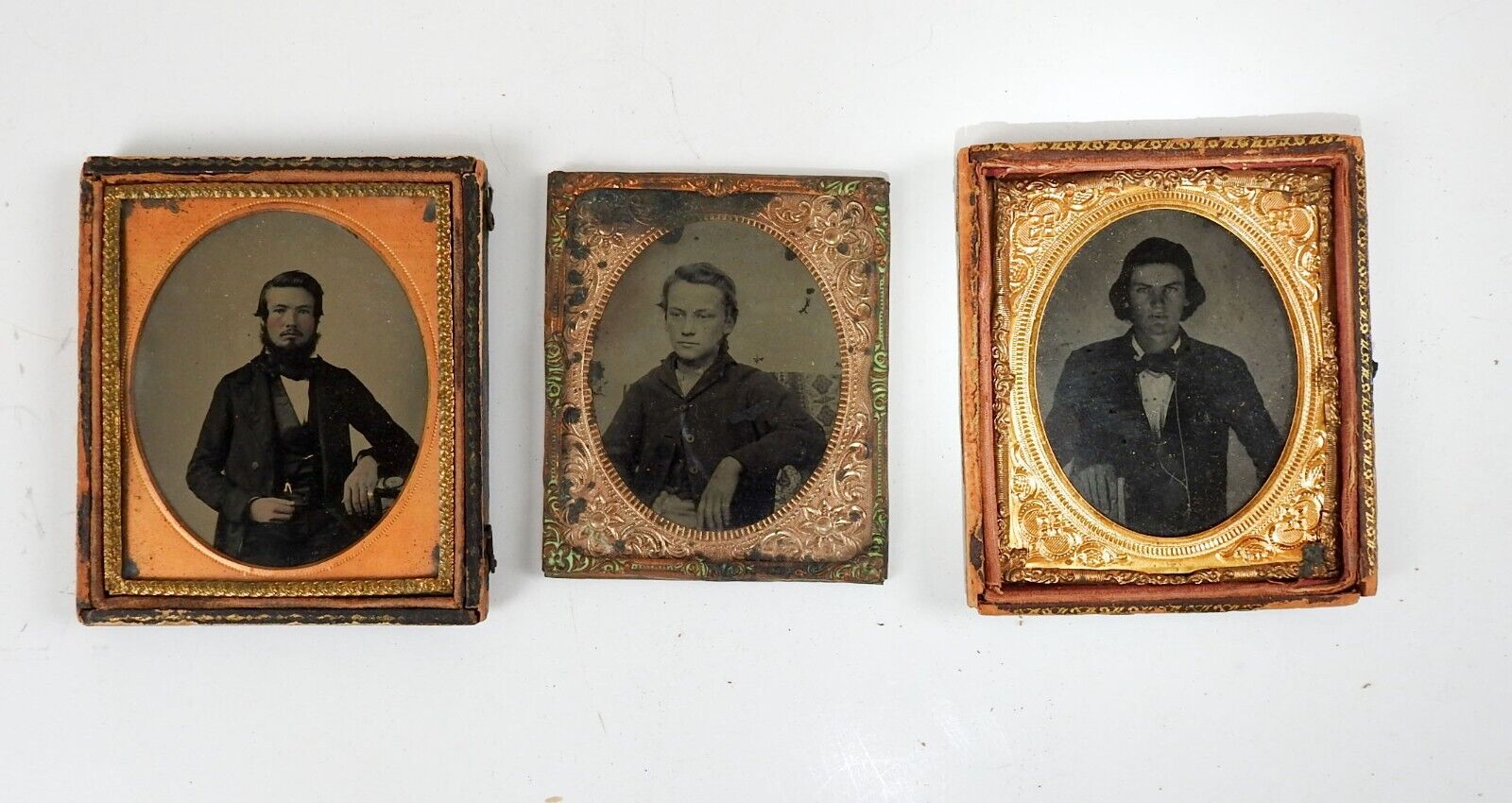 Lot of 3 Handsome Young Men Daguerreotype Ambrotype Tintype Portraits