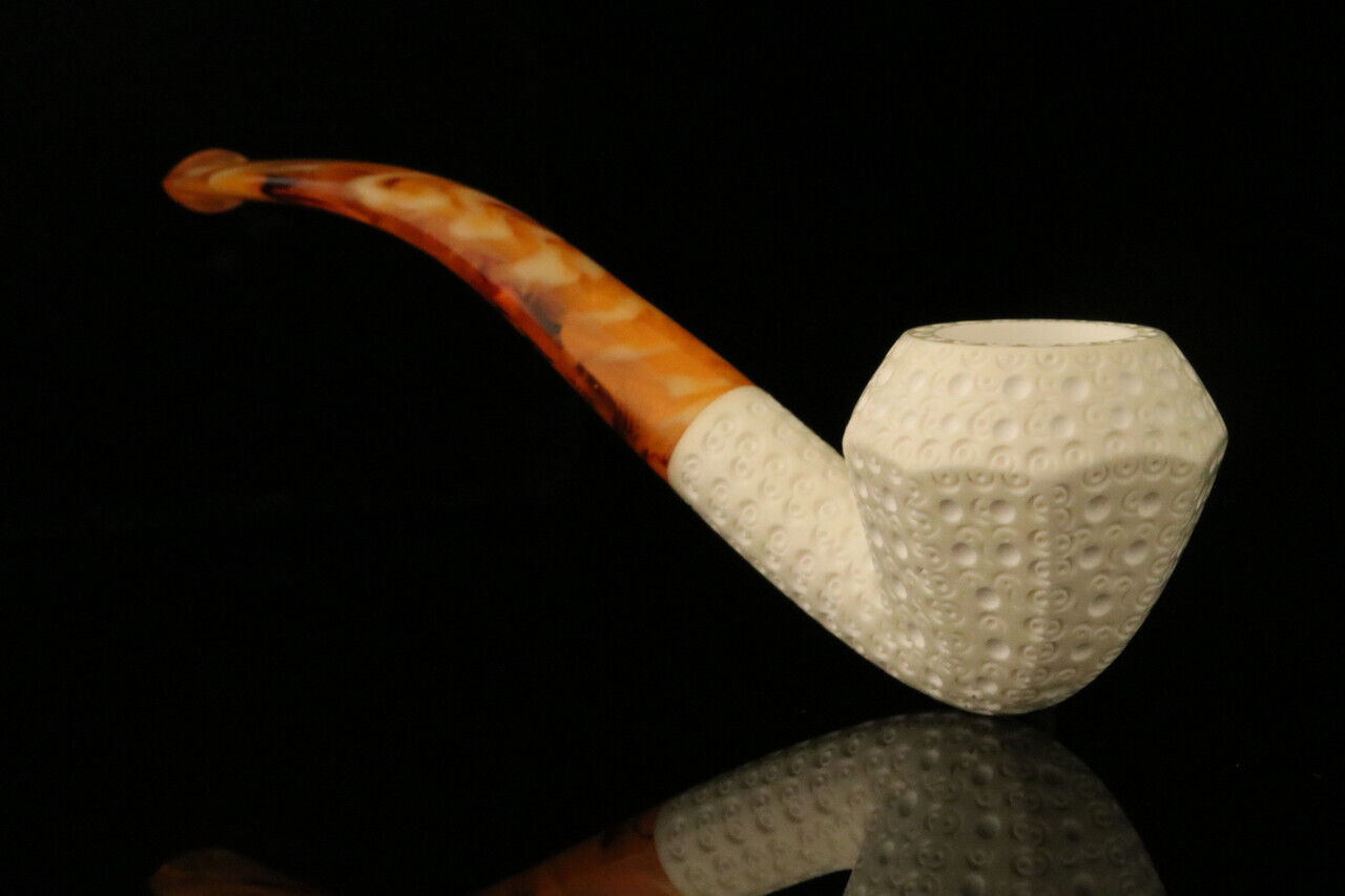 srv - Lattice Octagon Block Meerschaum Pipe with fitted case M2134