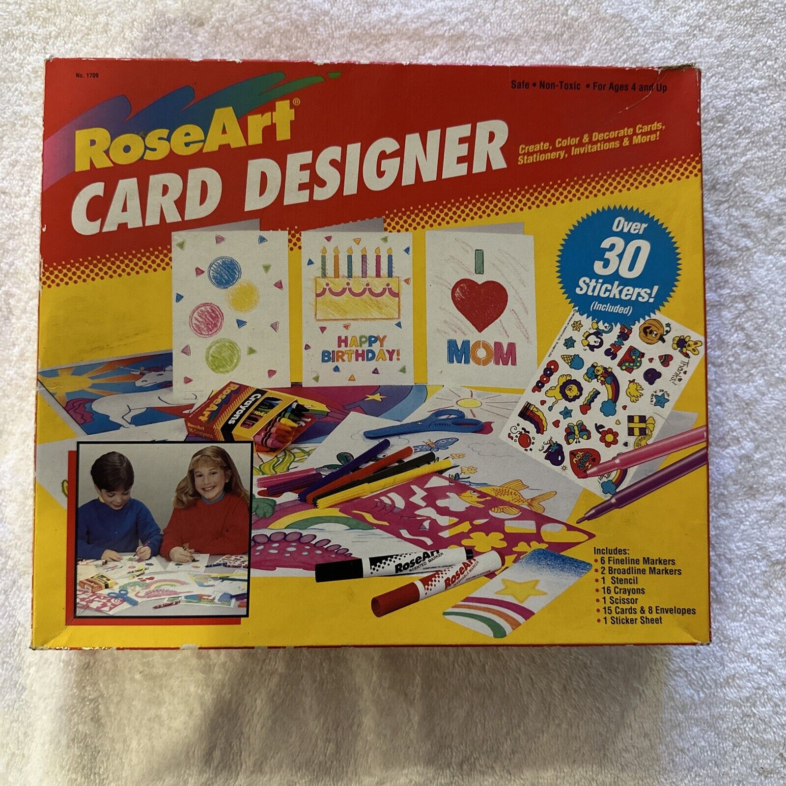 Vintage RoseArt Card Designer Create Your Own Art Craft Kit 90\'s Sealed Box