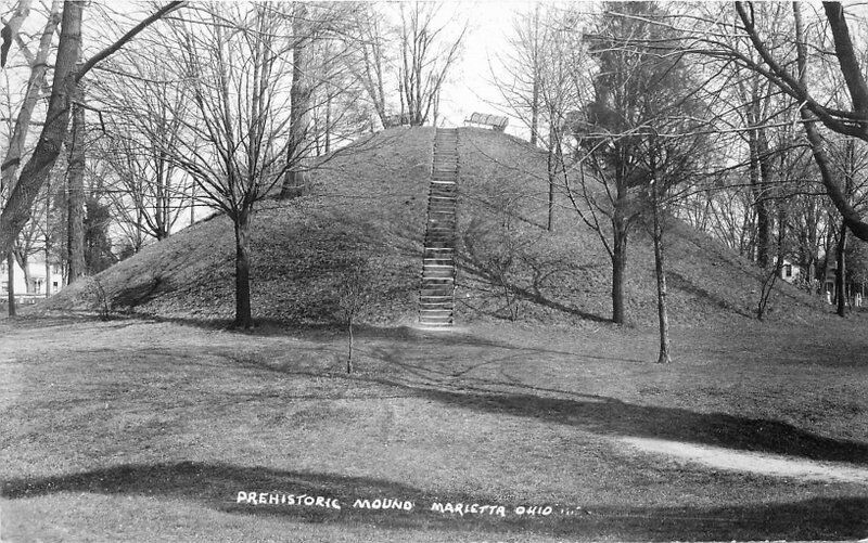 Marietta Ohio Prehistoric Mound 1950s RPPC Photo Postcard 21-7905