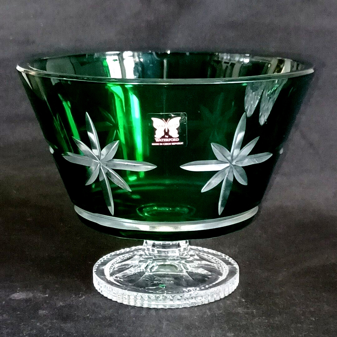WATERFORD Marquis CHRISTMAS TREE Crystal Green Compote