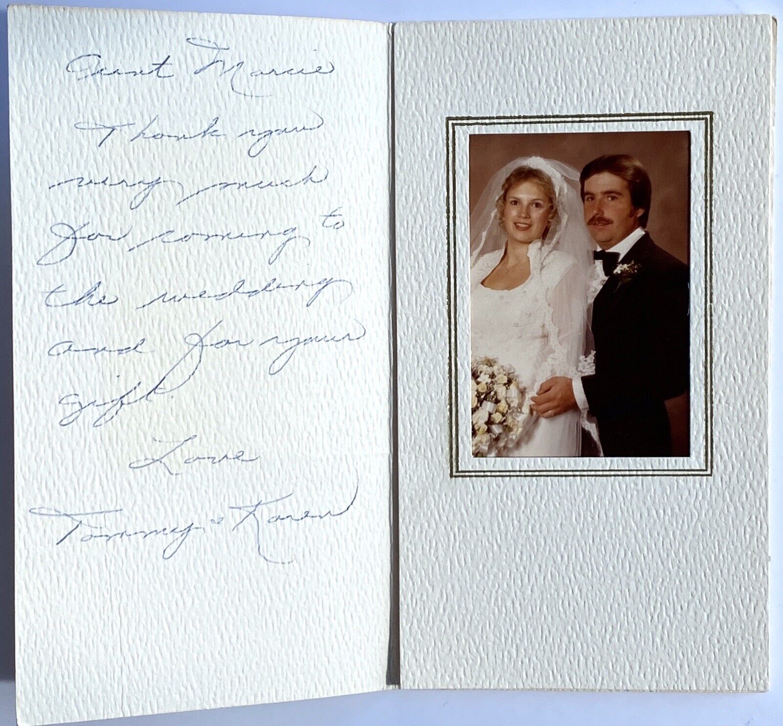 Vintage 1970s Wedding Photograph Bride Groom Gift Thank You Card Original