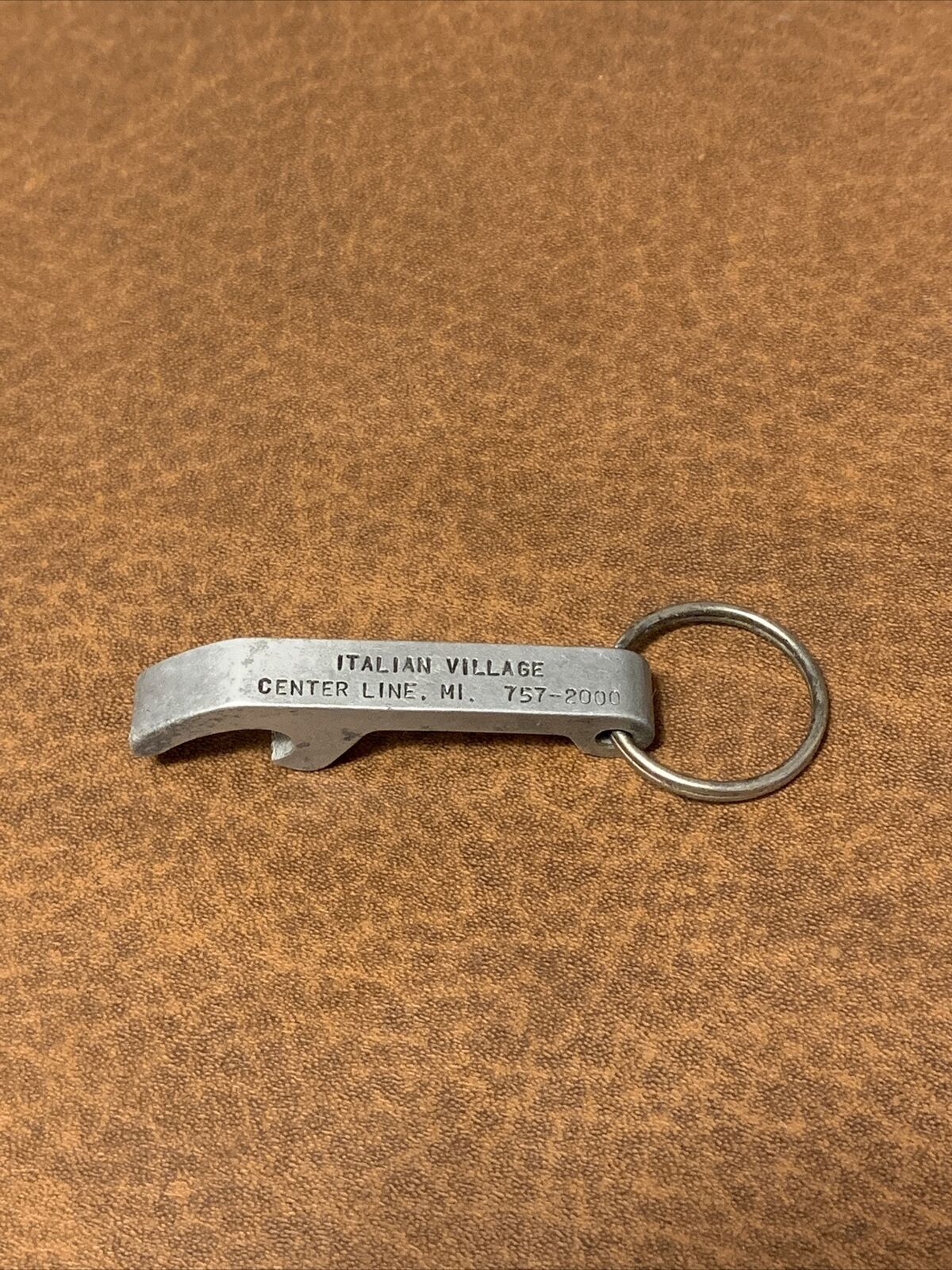 Vintage Rare Italian Village Center Line Michigan Bottle Opener Keychain 