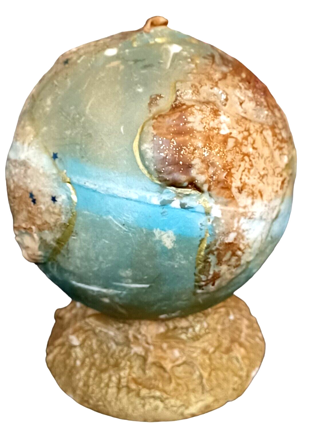 Vintage MCM Large Earth Globe Candle Unburnt Large Size 5\