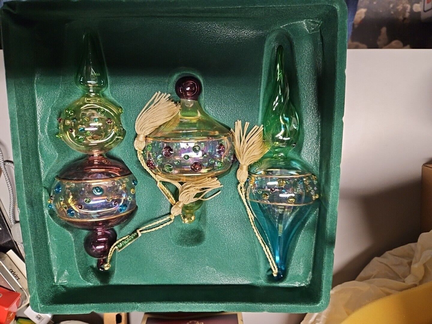 Stunning Vintage Waterford Crystal Set of 3 Royal Gem Christmas Ornaments
