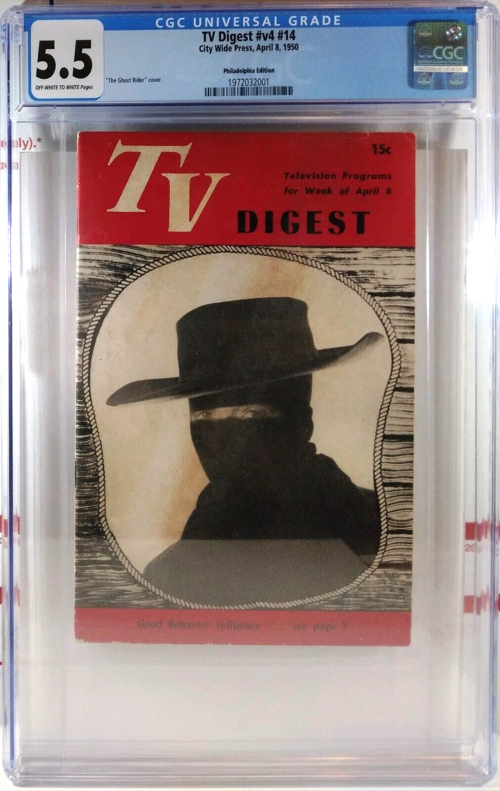 🔥 CGC 5.5 GHOST RIDER TV DIGEST #14 1950 V4 TOP LONE CENSUS COPY EXTREMELY RARE