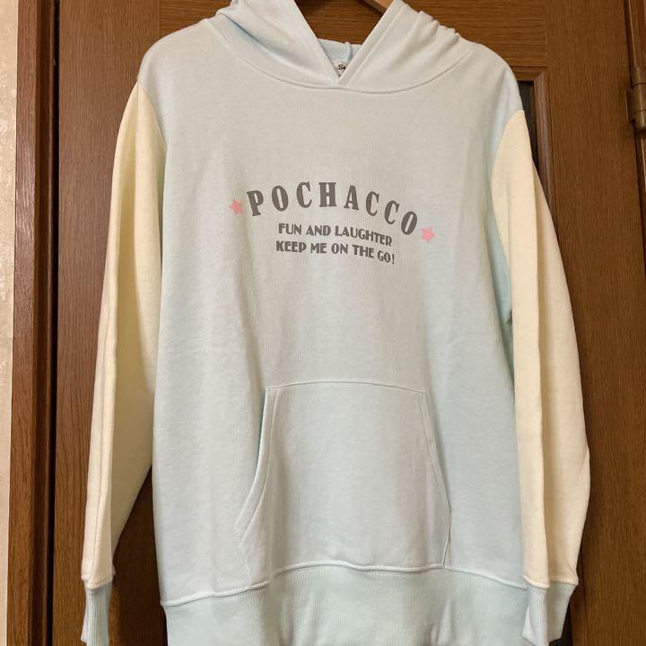 Sanrio Pochacco Hoodie pullover pocket Light Blue White size L Sanrio Pochacco