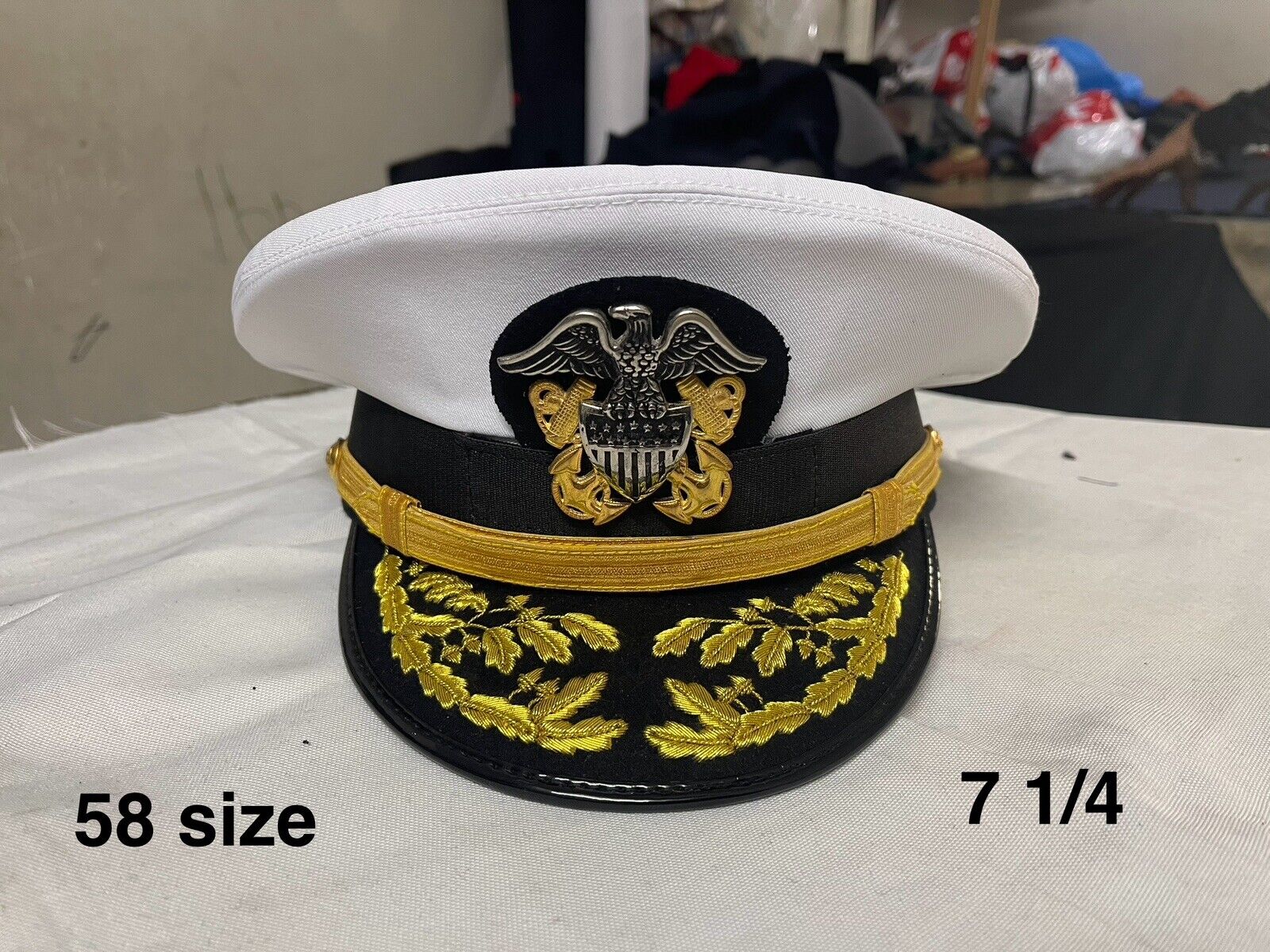 New WWll US Navy Officer Hat , US Navy Admiral Cap Repro 7 1/4
