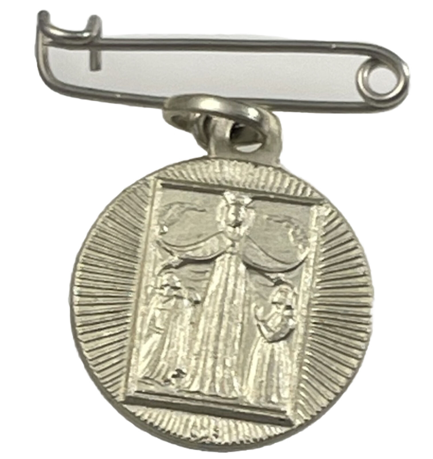 Vintage Catholic S Maria Della Grazie Silver Tone Medal On Pin