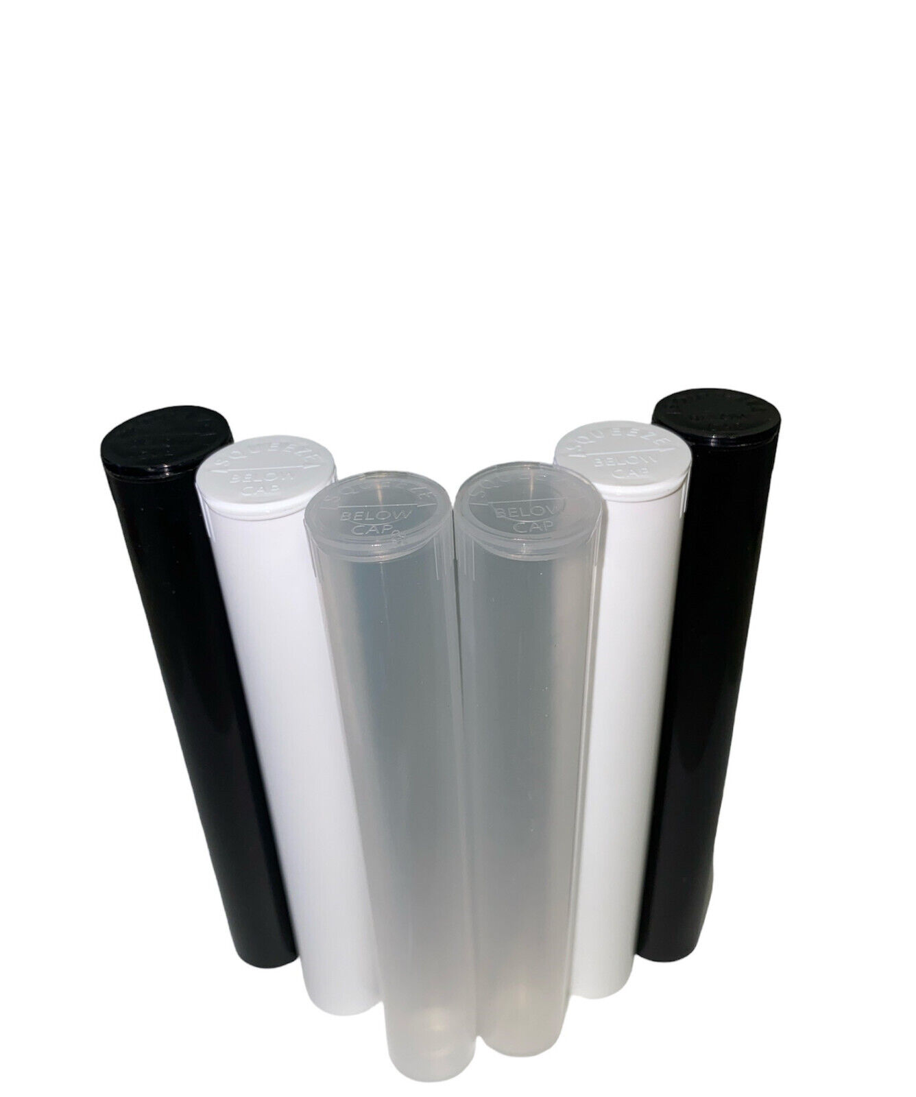 Evo Plastics 100 Black 90mm Tubes, Pre Roll Pop Top, USA Made, .5-.7g
