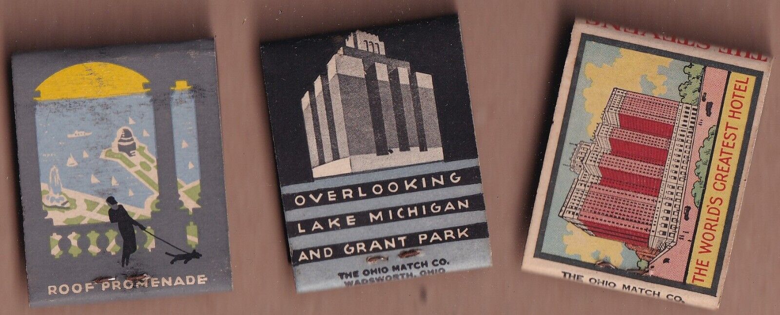 Rare - 1930’s Chicago Stevens Hotel Original Vintage Unstruck Matchbooks Lot X3