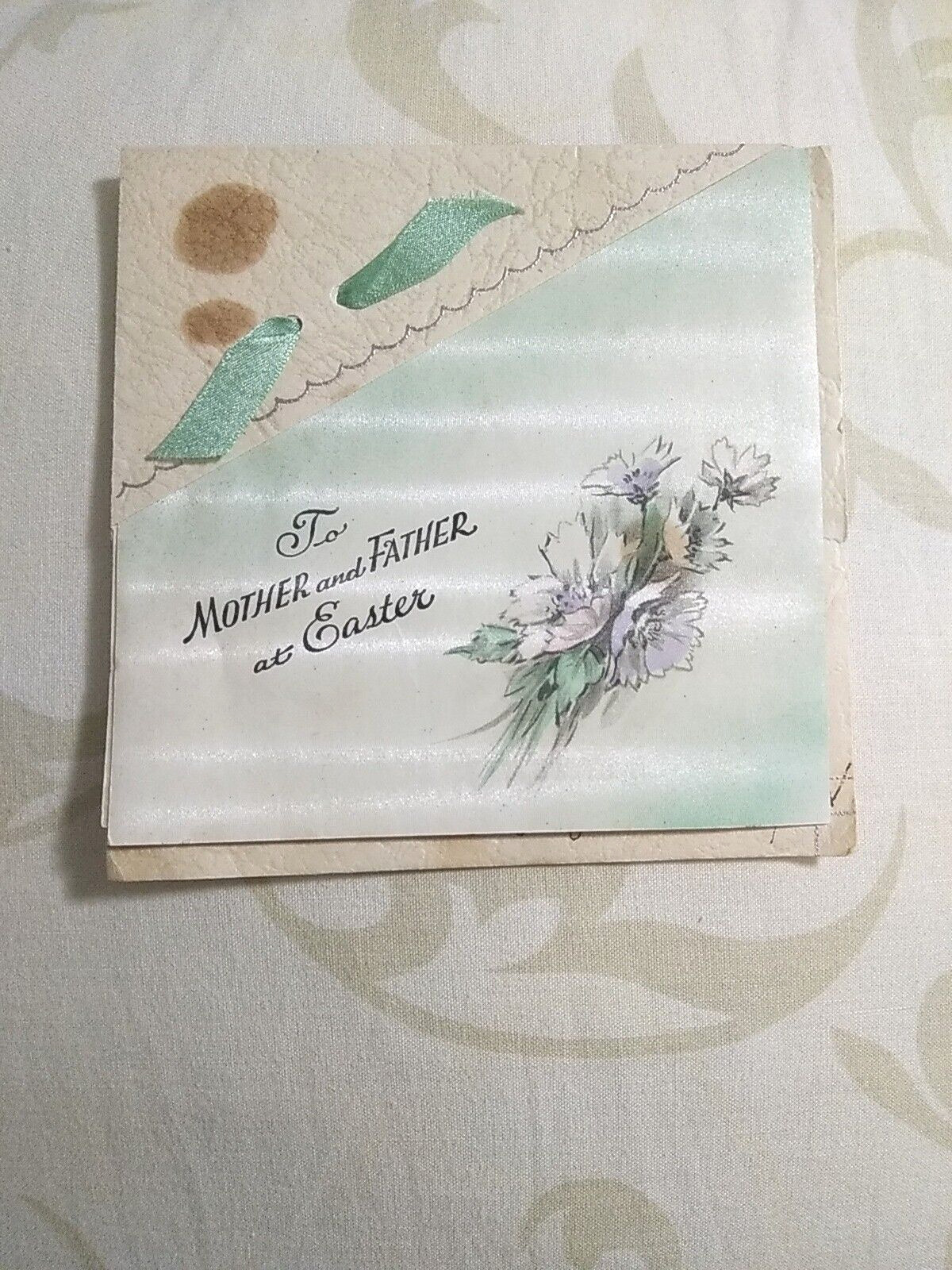 Antique To Mother And Father At Easter Handmade Greetings Card 1935