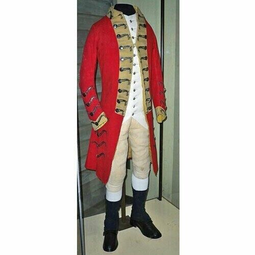 New Men\'s Red British Revolutionary War Soldier Tailcoat Wool Coat Fast Shipping