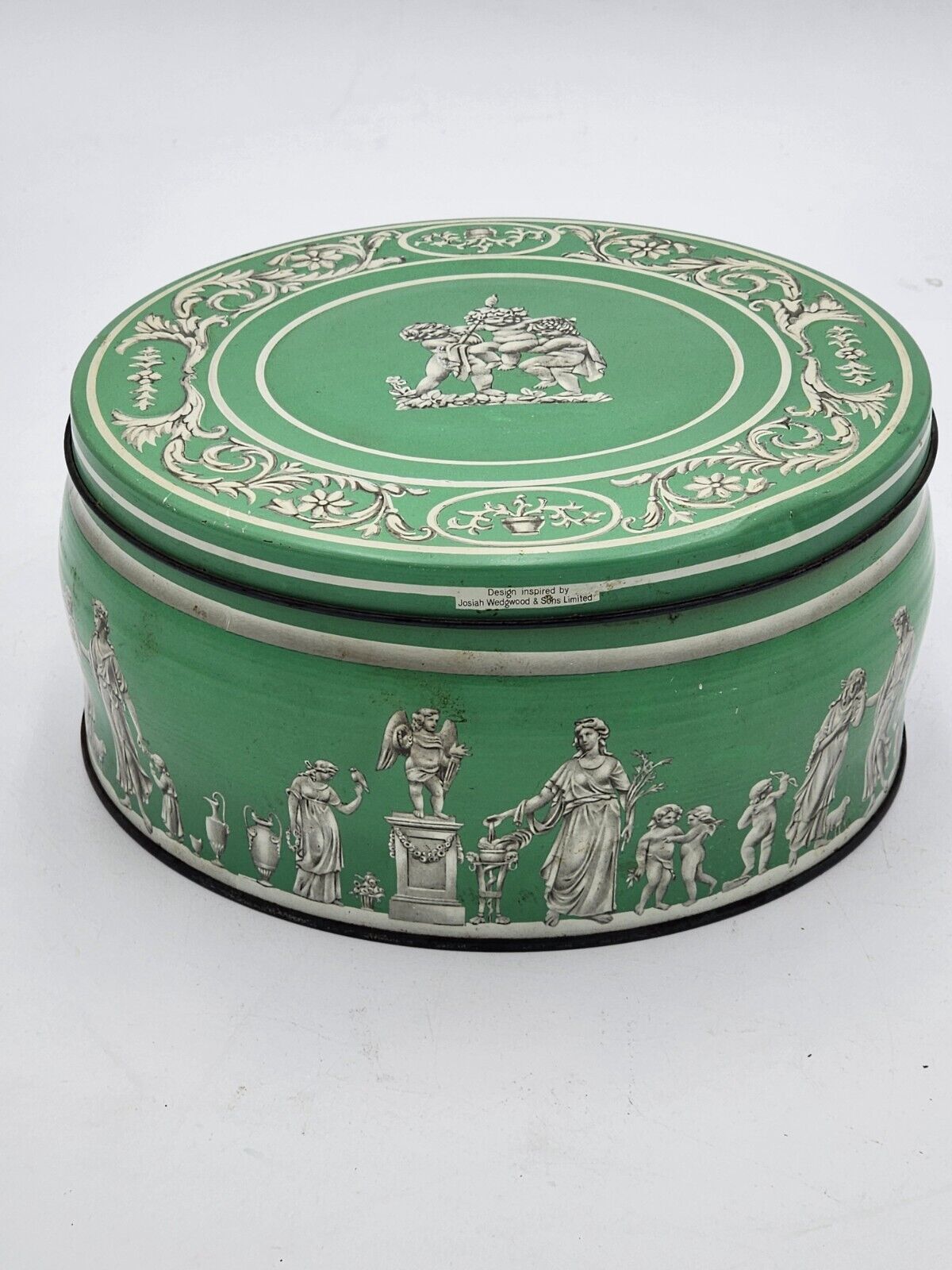 Josiah Wedgwood & Sons Limited Edition GREEN Biscuit Tin Made In England 10”