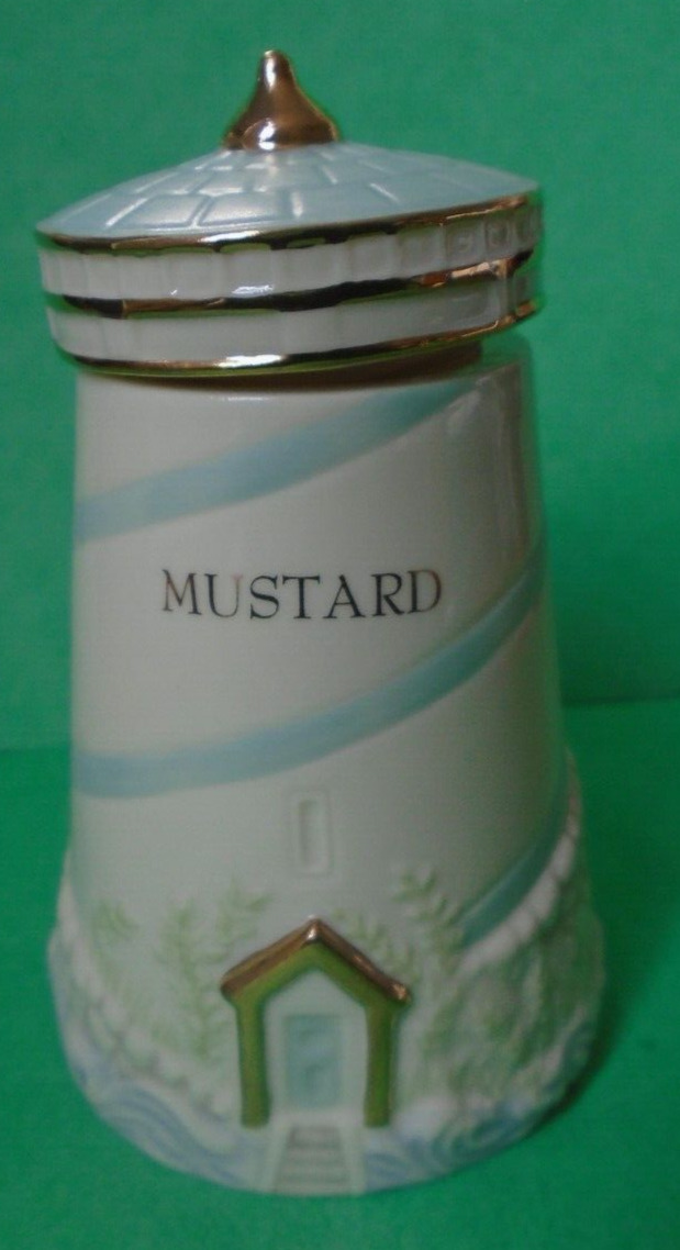 NWOT  Individual Lenox Lighthouse Seaside Spice Jar Mustard Fine Ivory China