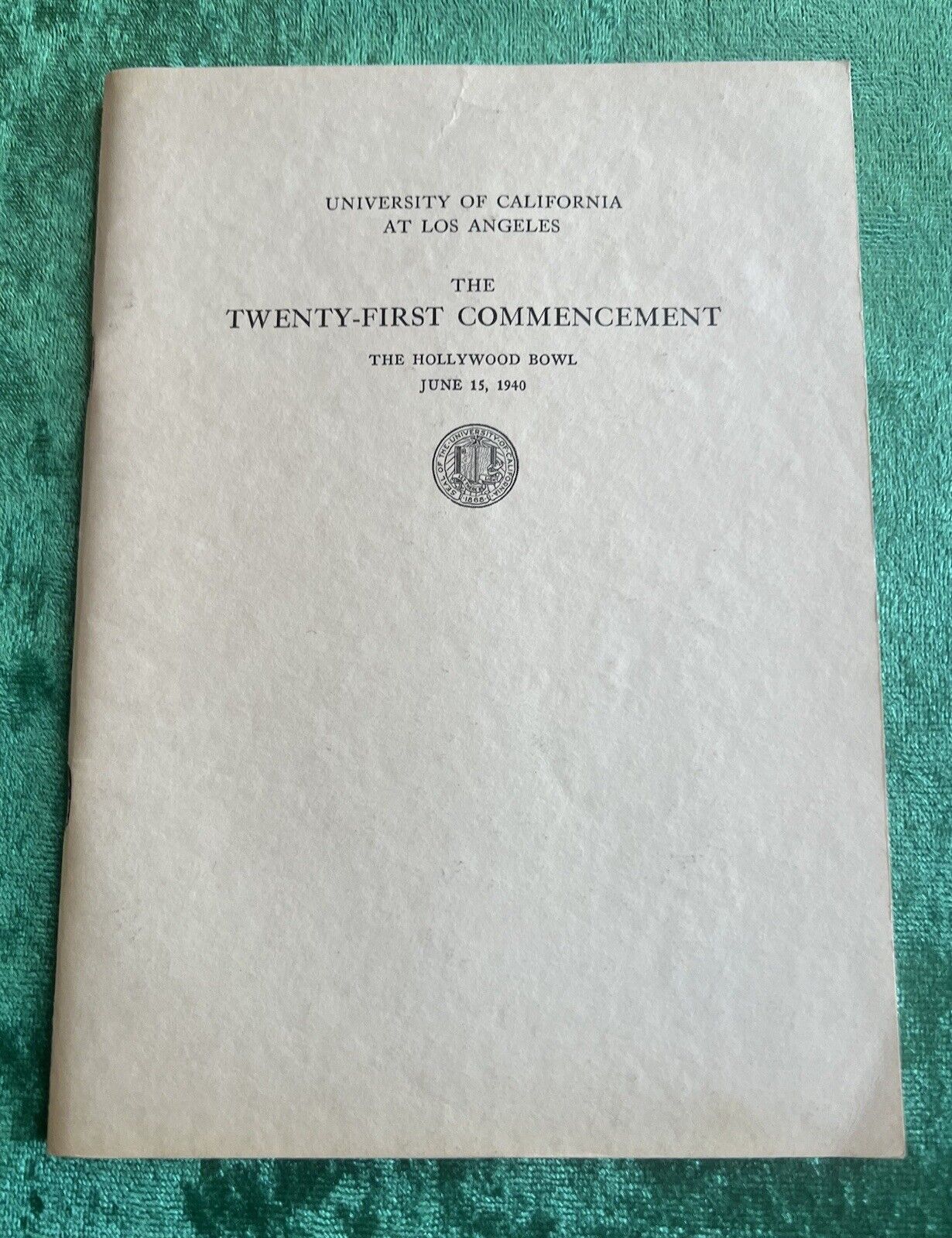 Official 1940 UCLA 21st Graduation Commencement Program at The Hollywood Bowl