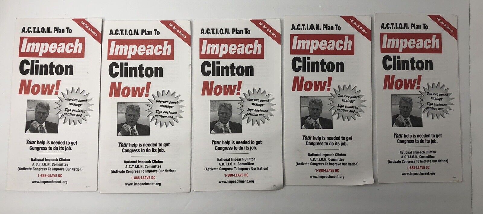 Vintage 1990s Action Plan To Impeach Clinton Now Mail Petition 