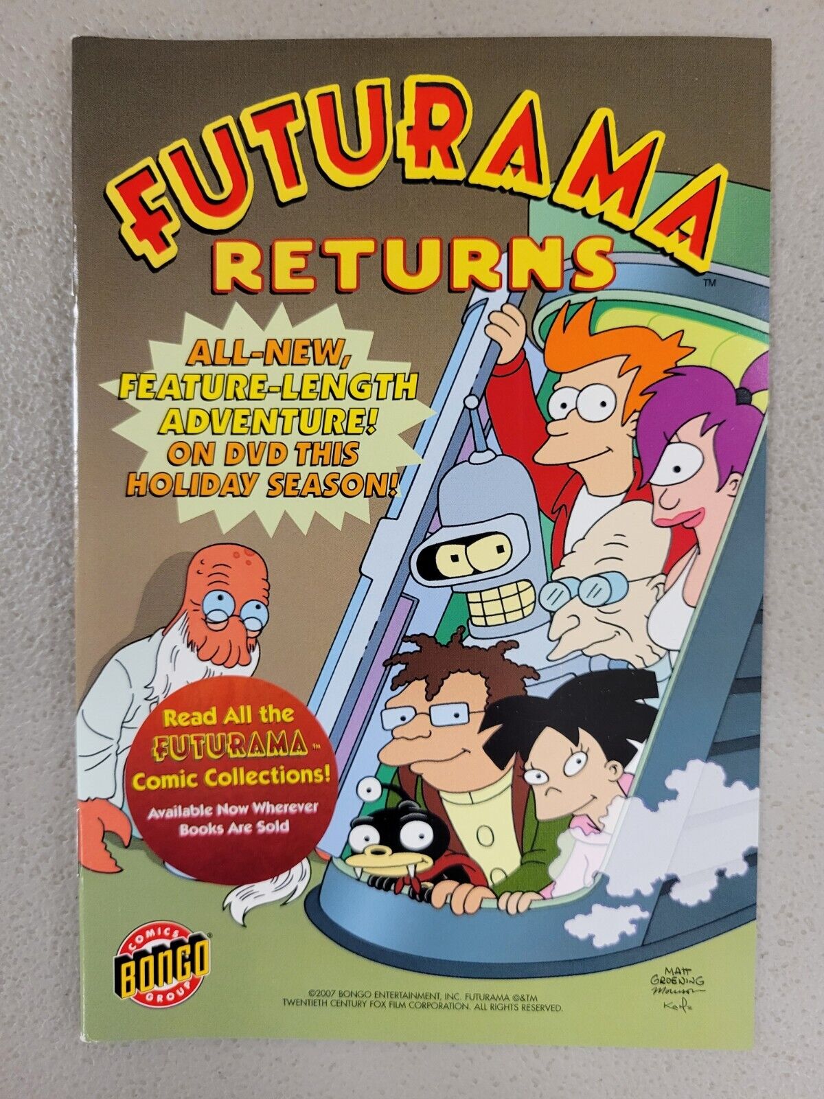 FUTURAMA RETURNS ASHCAN COMIC BOOK - BONGO - 2007*