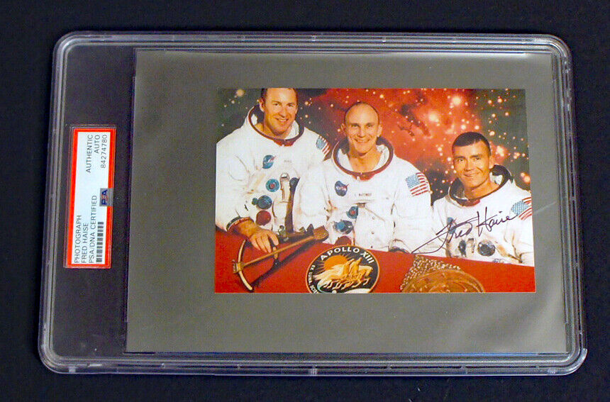 *PSA/DNA*  FRED HAISE SIGNED & Encapsulated Photo, Apollo 13 Crew, Lovell 