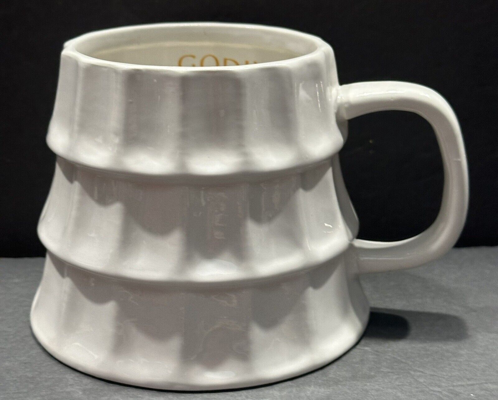 Godiva - Christmas Tree - White - Coffee Cocoa  Mug - 4” - Stoneware Ceramic EUC