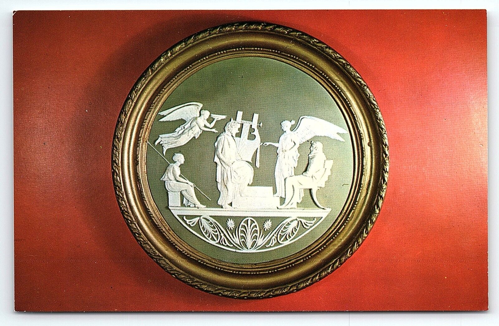 1960s MERION PA BUTEN MUSEUM OF WEDGWOOD CIRCULAR PLAQUE UNPOSTED POSTCARD P3660