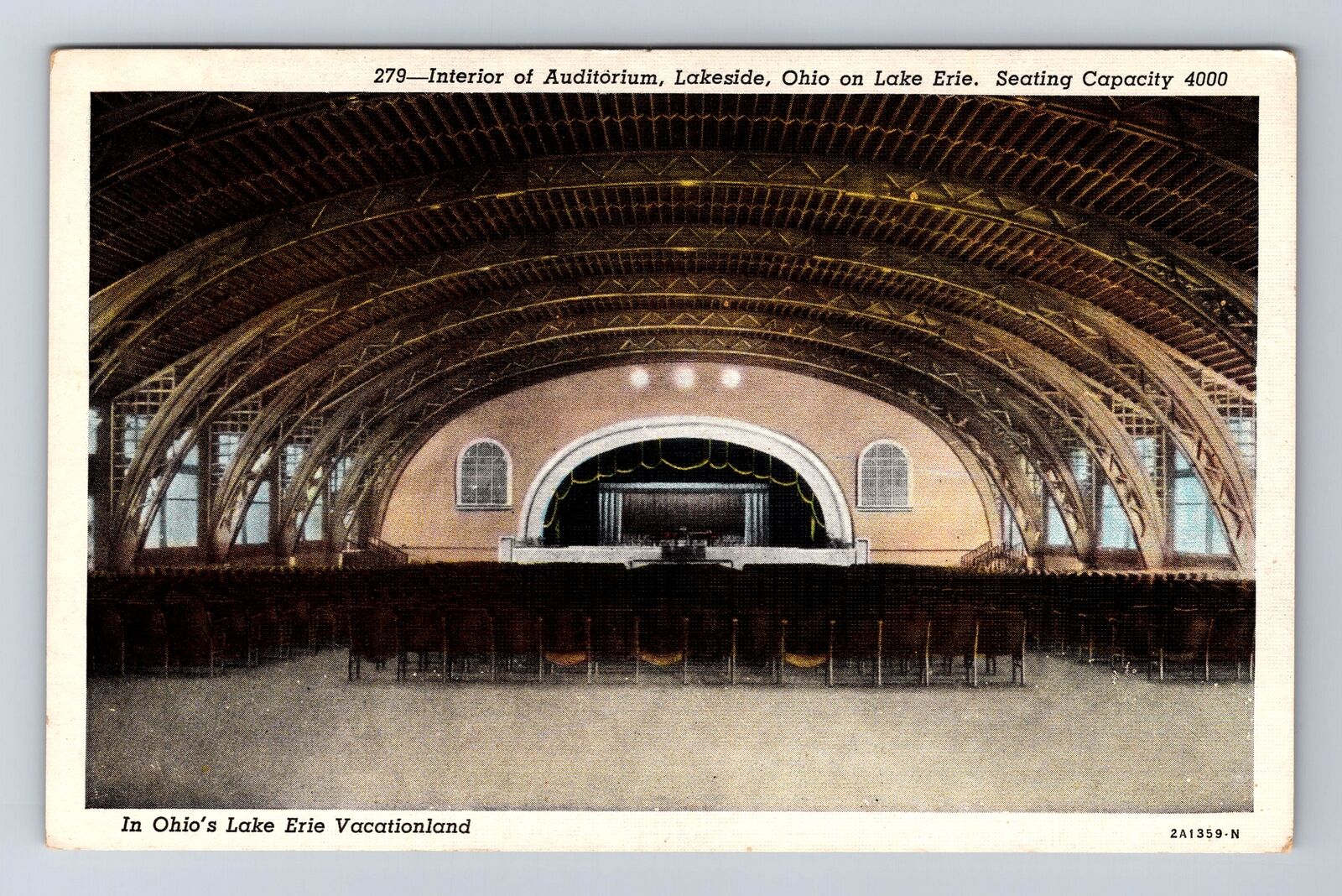 Lakeside OH-Ohio, Interior Of Auditorium, Antique, Vintage Postcard