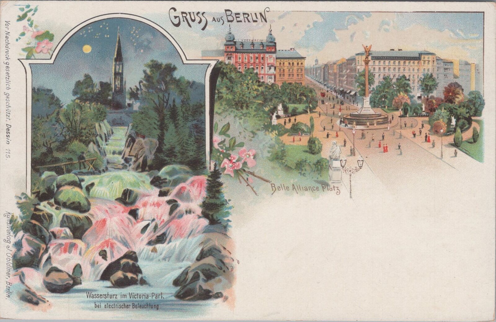 Scenic Belle Alliance Platz Waterfall Victoria Park Gruss Aus Berlin Postcard