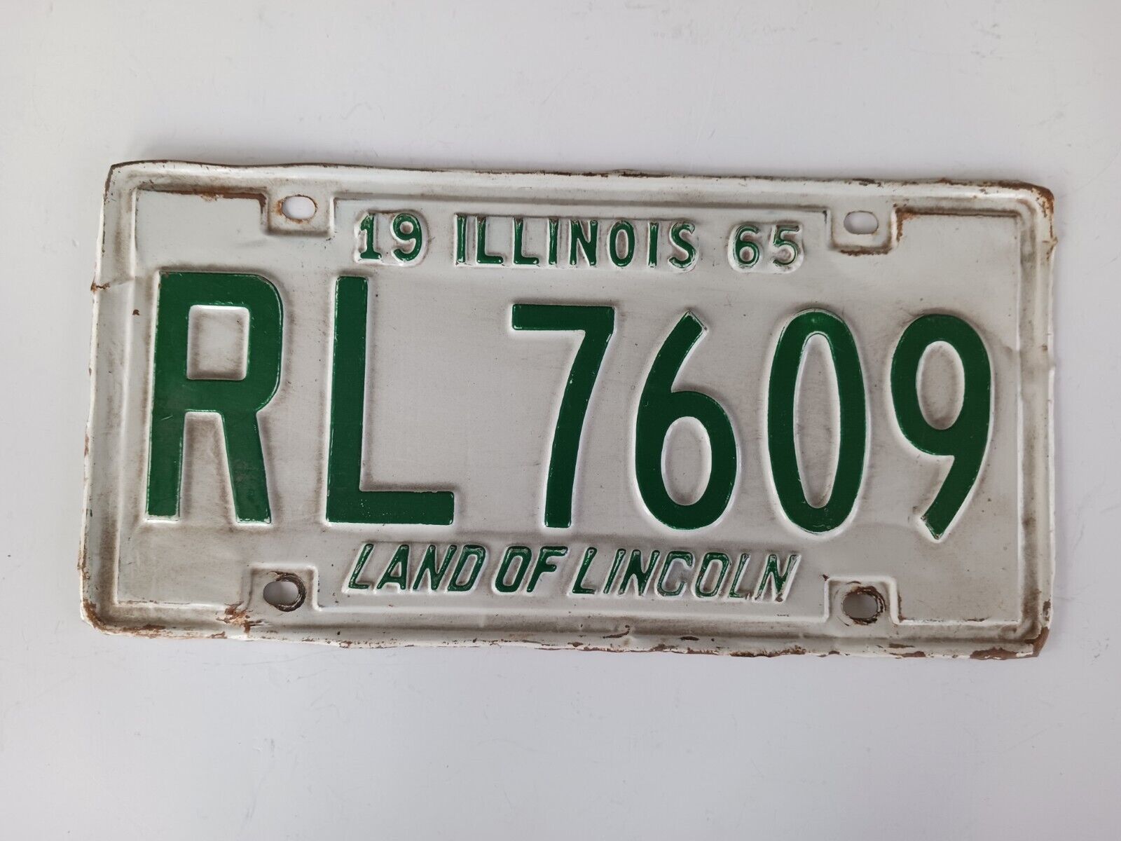1965 Illinois IL License Plate RL 7609 Land of Lincoln
