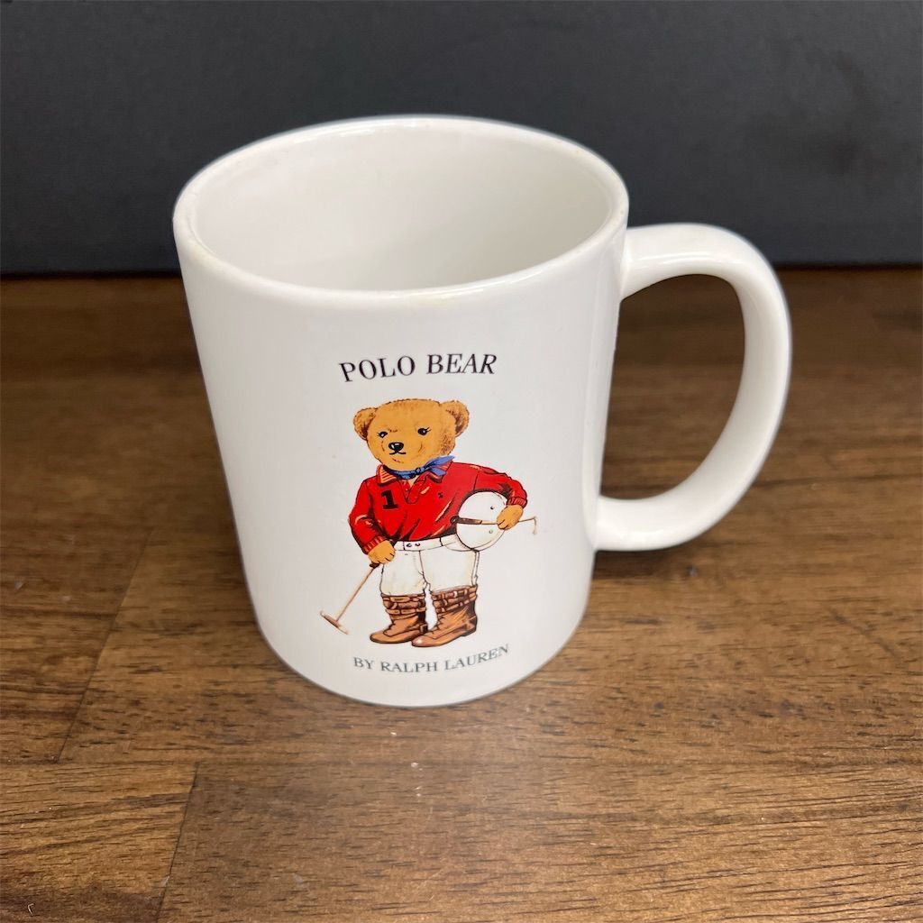 Ralph Lauren Alpine Bear Teddy 1997 Vintage Coffee Mug White Red Ceramic