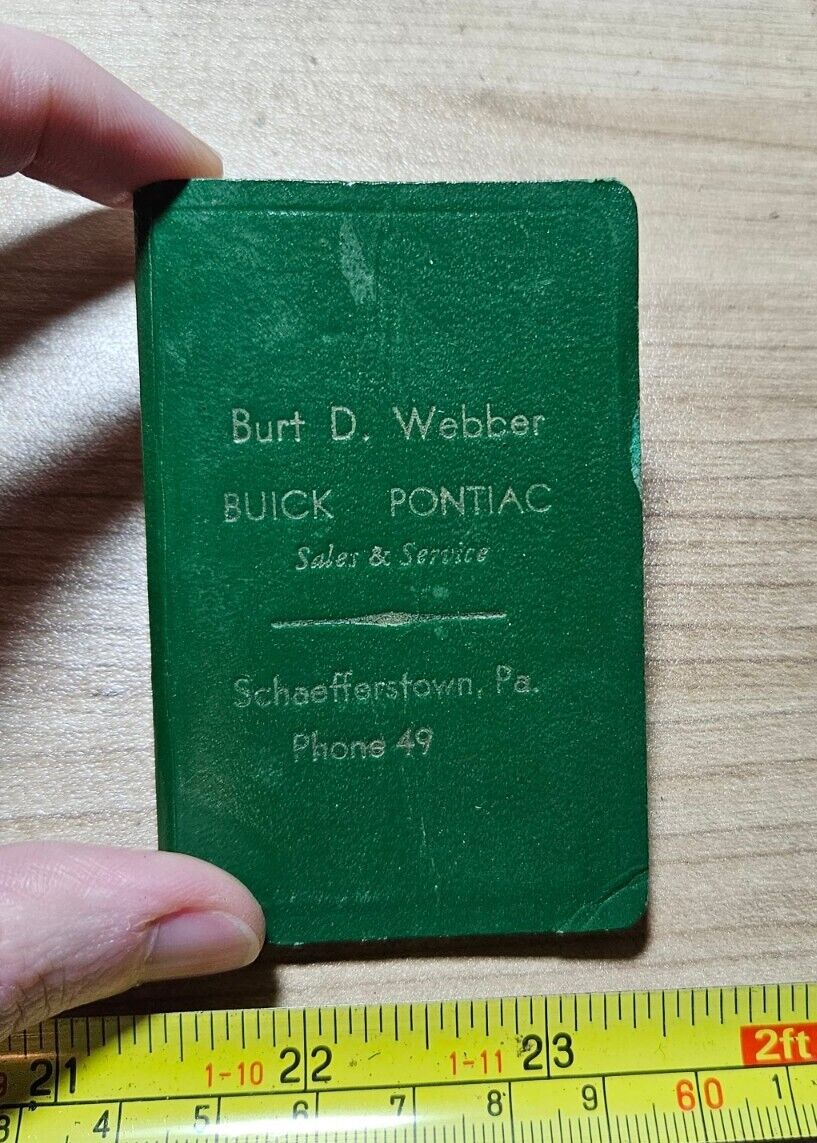Vintage 1957 Burt D. Webber Buick Pontiac Schaefferstown PA Advertising Notebook